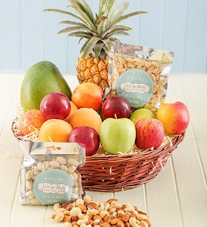 Basket of Fresh Fruit and Nuts