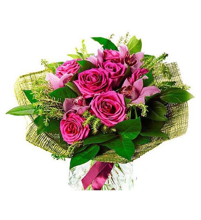 Bouquet of 6 Fuxia Roses