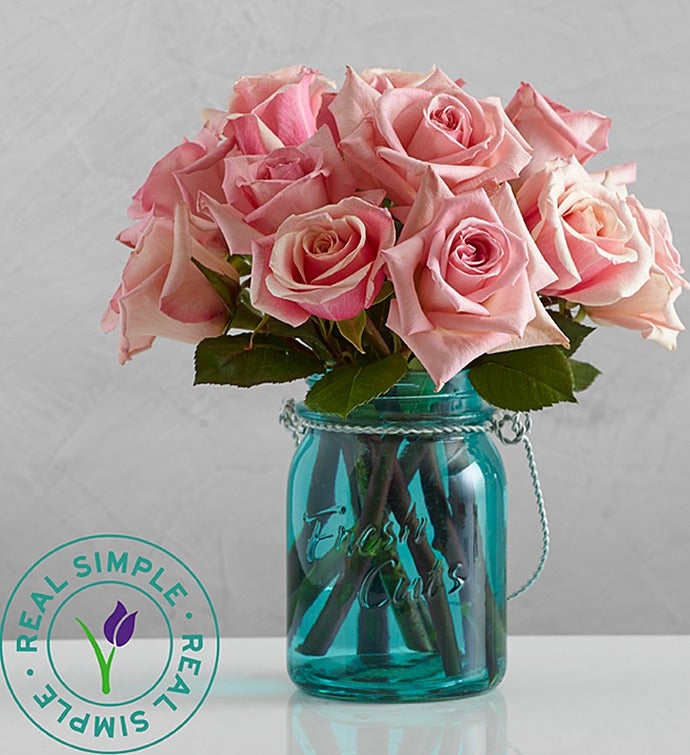 Pink Roses with Mason Jar by Real Simple®