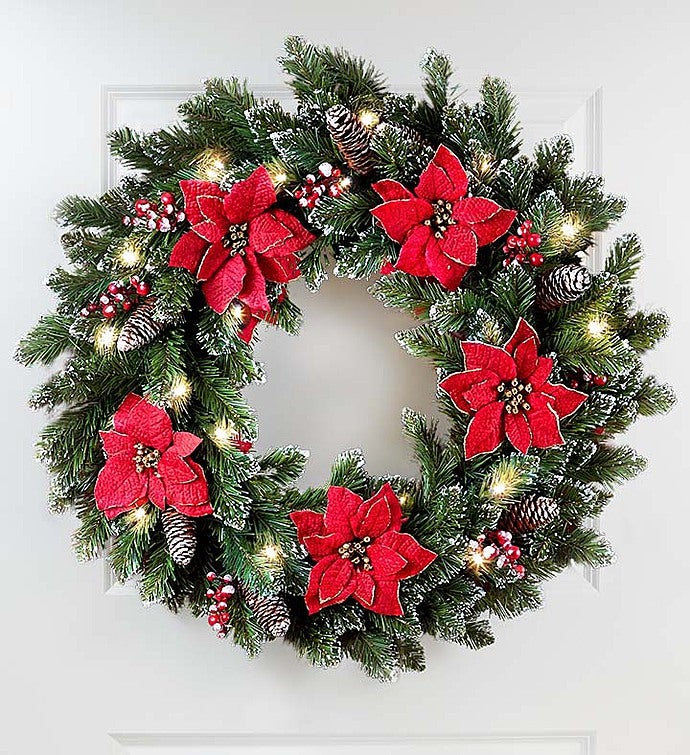 Keepsake Holiday Poinsettia Wreath   24”
