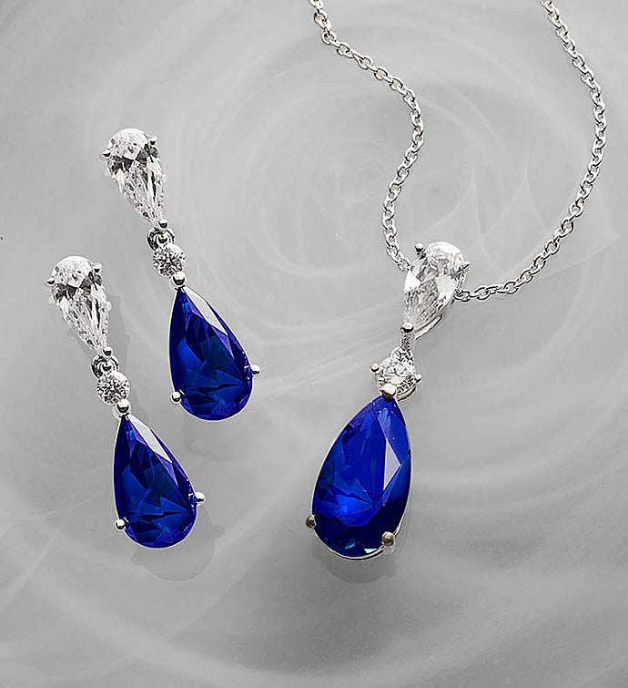 CRISLU Sapphire Pendant and Earrings