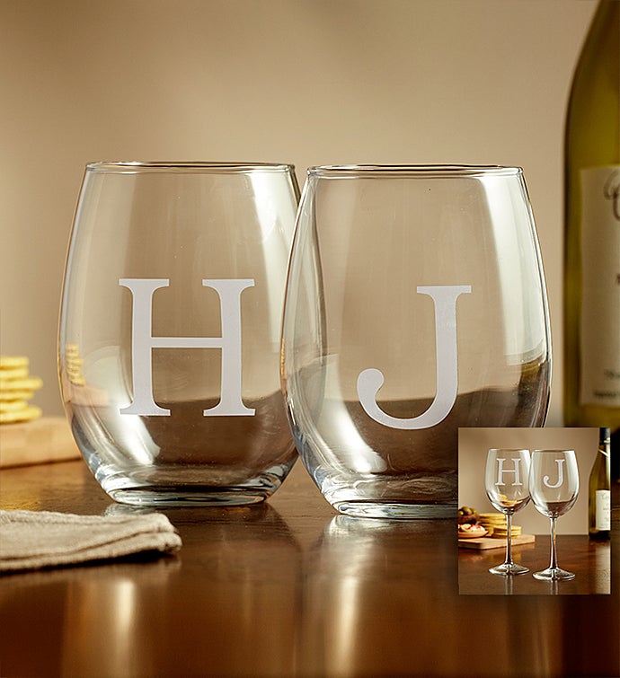 Personalized Wine Glasses   Set of 2