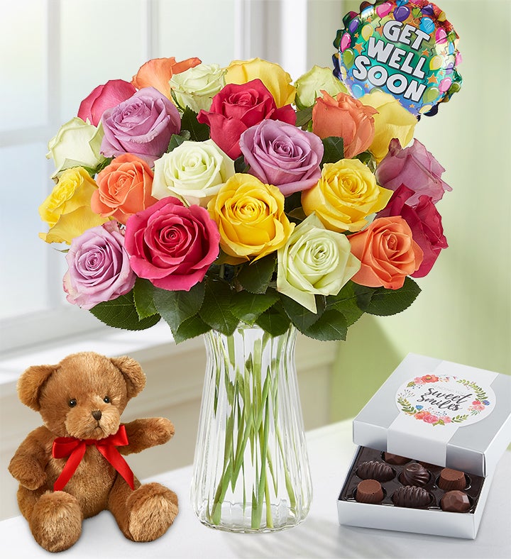 Get Well Assorted Roses: 12 24 Stems