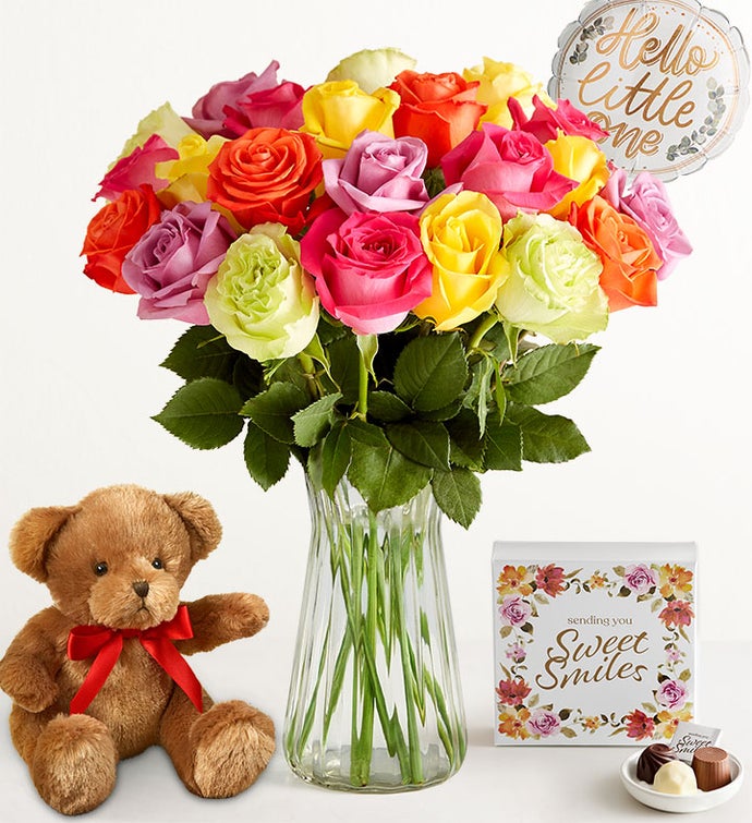 New Baby Celebration Assorted Roses