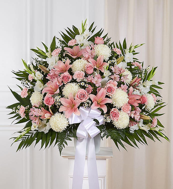 Heartfelt Sympathies™ Standing Basket Pink & White