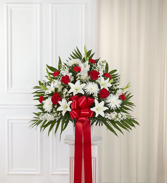 Heartfelt Sympathies™ Standing Basket- Red & White