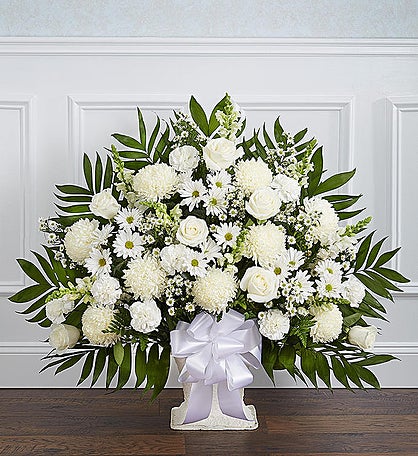 Heartfelt Tribute™ White Floor Basket Arrangement