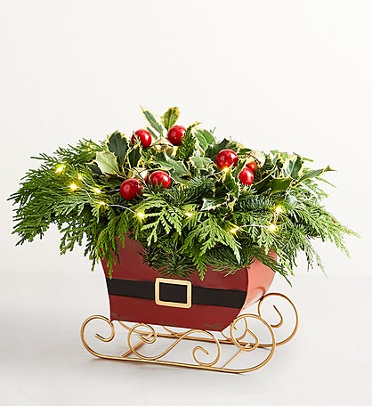 Classic Christmas Evergreens Sleigh