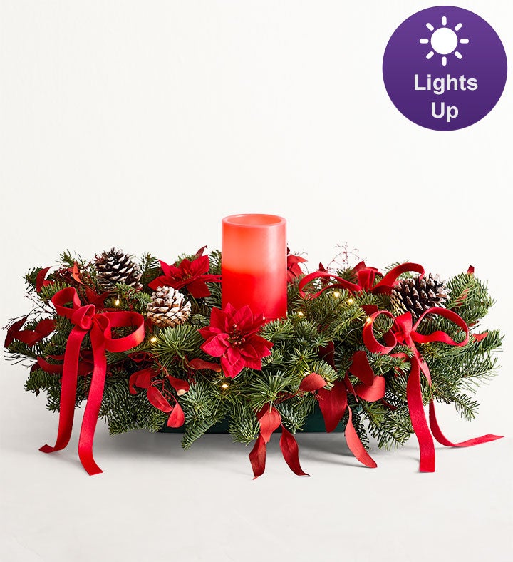 Grand Holiday Fresh Evergreen Centerpiece