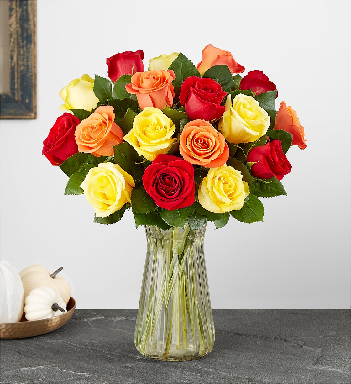 Assorted Fall Rose Bouquet + Free Vase