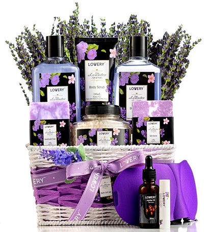 Lavender Lilac Home Spa Basket Set, 15 Piece