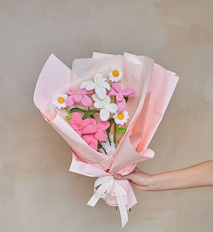Pink Crochet Flower Bouquet