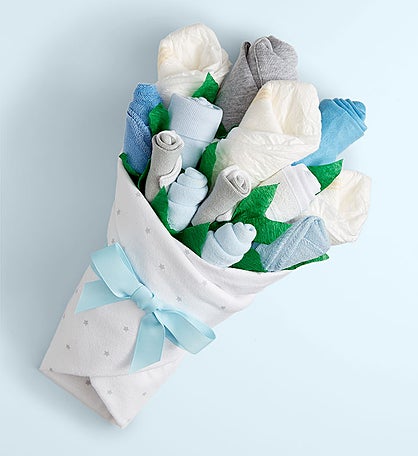 Baby Blossom® Layette Bouquets - Pink, Blue, or Yellow