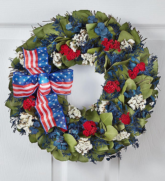 Preserved Red White And Beautiful Wreath   16"