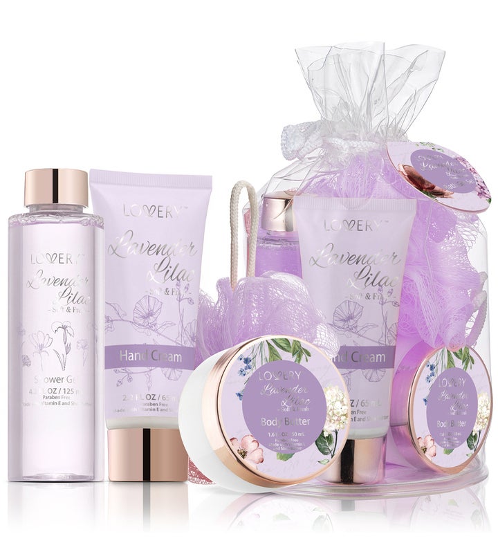 Lovery Lavender Lilac Home Spa Gift Set 5 Pc Travel Body Care Kit"