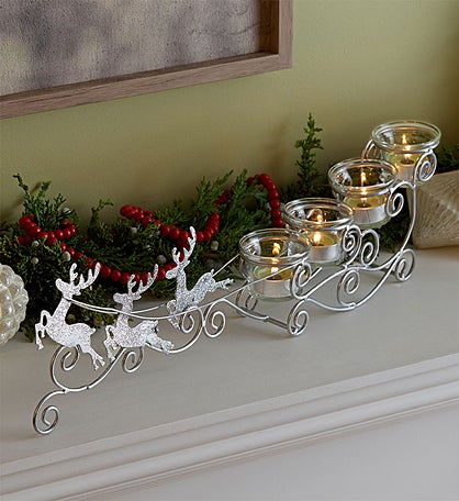 Sparkling Reindeer Sleigh with Tealight Candles