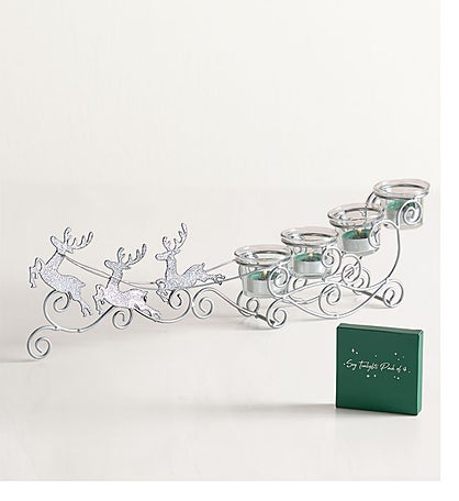 Sparkling Reindeer Sleigh with Tealight Candles