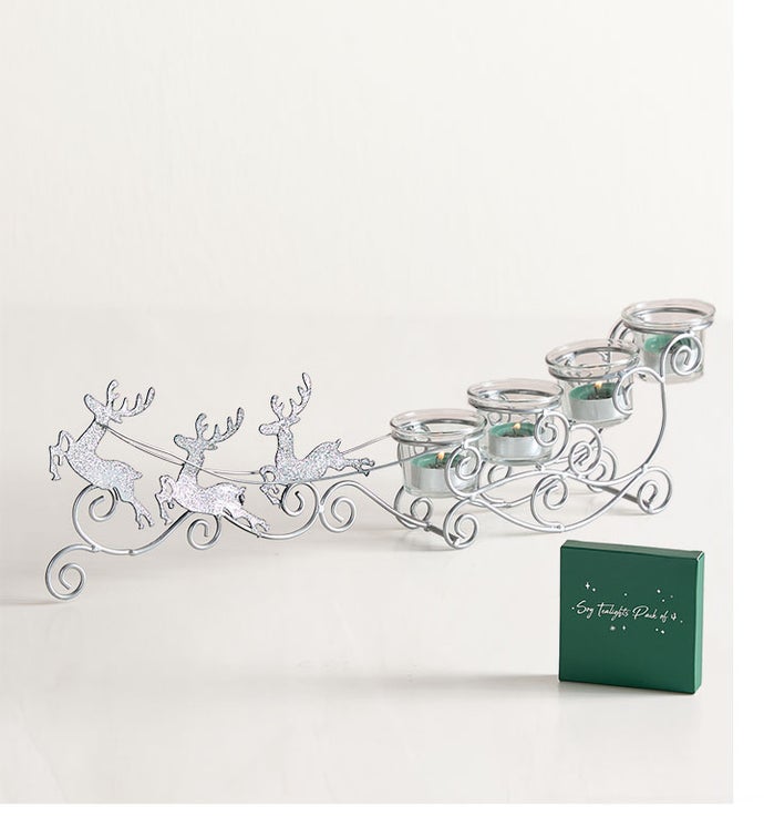 Sparkling Reindeer Sleigh with Tealight Candles