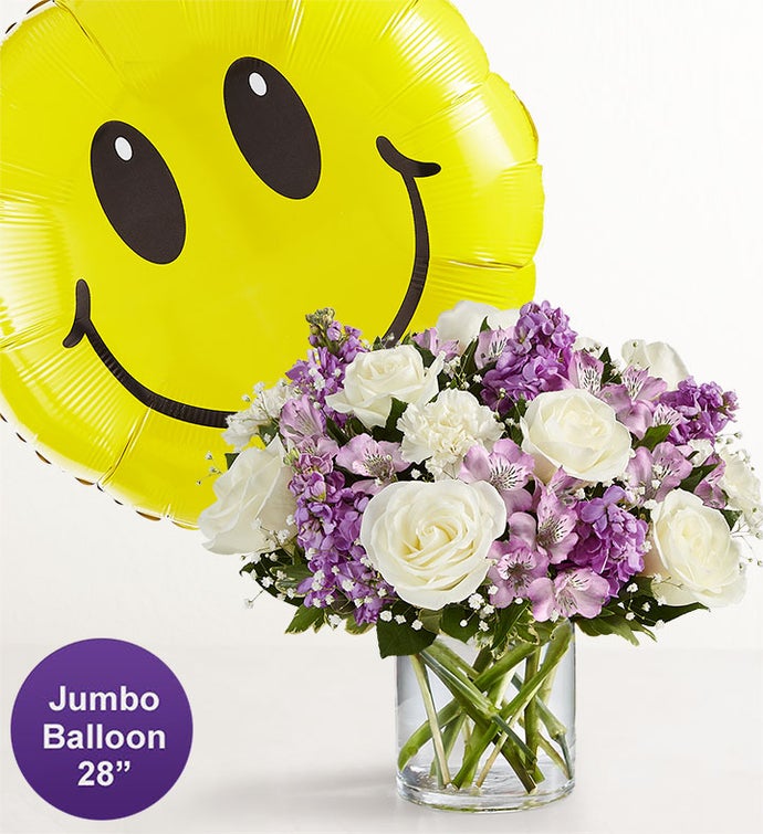 Lovely Lavender Medley™ with Jumbo Smile Balloon