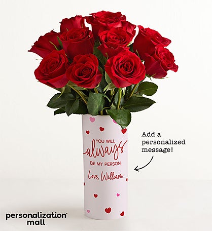Always Be My Person Bouquet with Personalized Vase