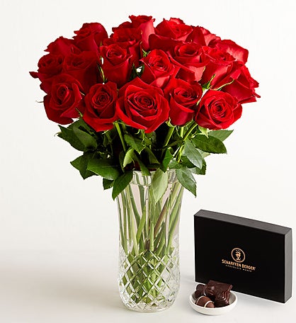 Two Dozen Red Roses with Luxury Posh™ Vase