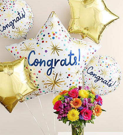 Fields of Europe® Celebration with Congrats Balloon Arrangement
