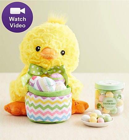 Animated Easter Chick with Chocolate Eggs
