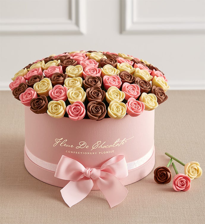 Fleur De Chocolate® Belgian Chocolate Roses Perfectly Pink