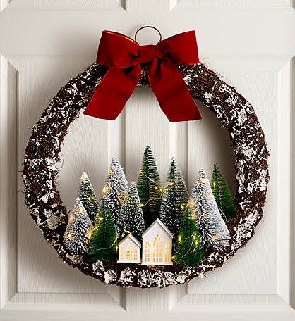Winter Wonderland Village Wreath - 22"