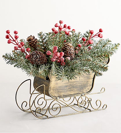 Dunhill Fir® Sleigh Centerpiece