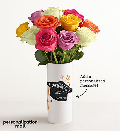 Congrats Grad Bouquet with Personalized Vase