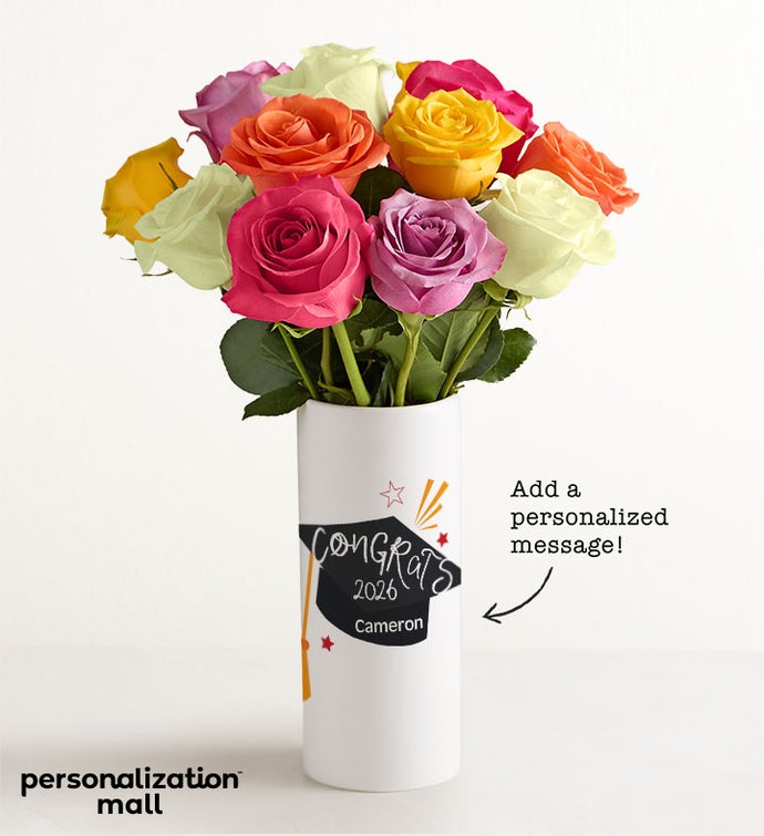 Congrats Grad Bouquet with Personalized Vase