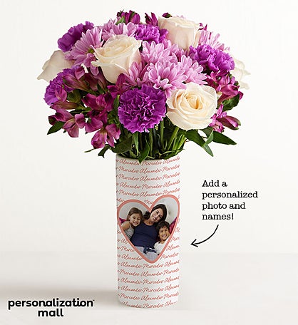 Close to Her Heart Bouquet with Personalized Photo Vase