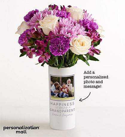 A Grandparent’s Love Bouquet with Personalized Photo Vase