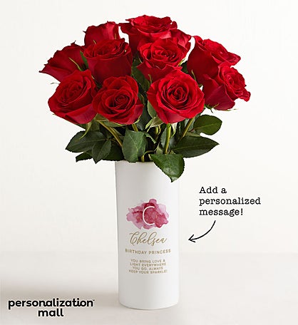 Birthstone Bouquet with Personalized Vase