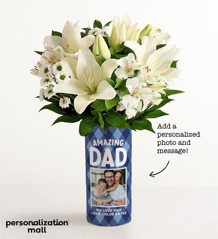 Father's Day Bouquet with Personalized Photo Vase
