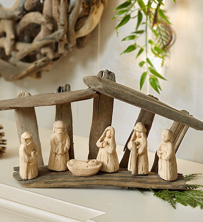 Natural Driftwood Nativity Set