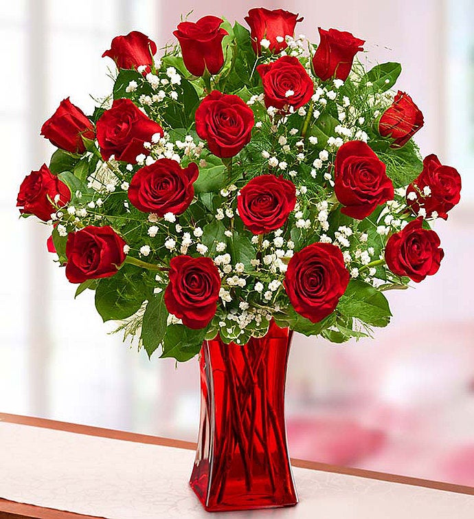 Blooming Love™  Premium Red Roses in Red Vase