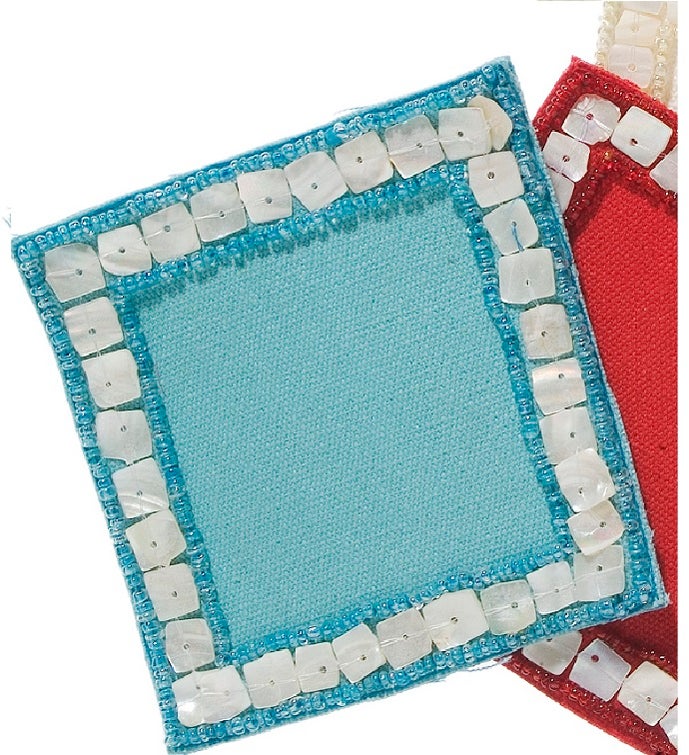 Mother of Pearl Coasters in Turquoise Set of Four