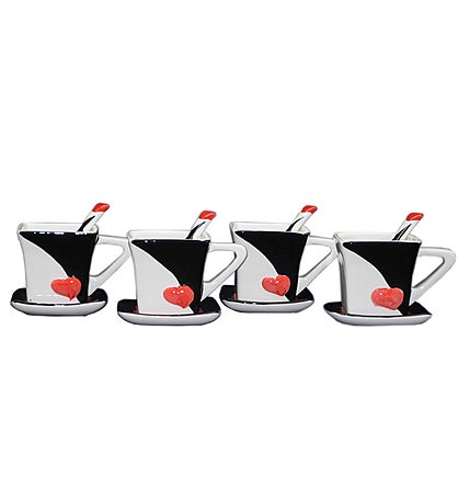 Black and White Mug and Saucer Set