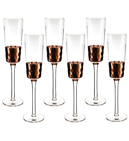 Copper Finish Glass Set -Flute