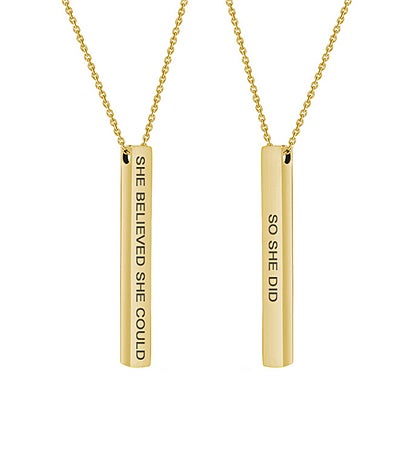 "She Believed She Could So She Did" Bar Necklace