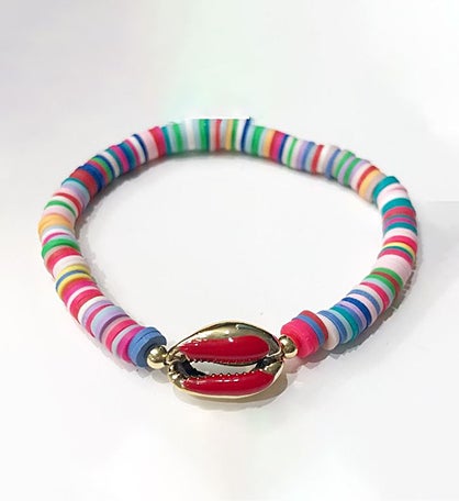 Red Rainbow Shell Bracelet