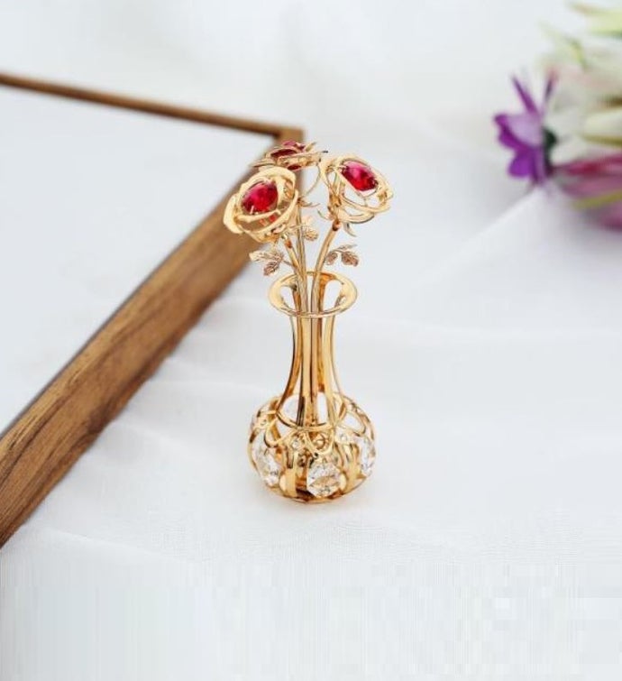Gold Plated Flower Bouquet & Vase