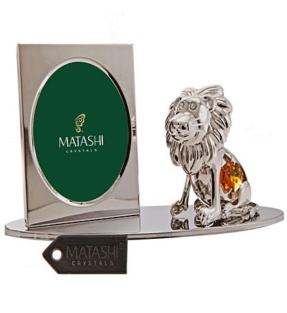 Matashi Silver Plated Picture Frame With Crystal Studded Cartoon Lion