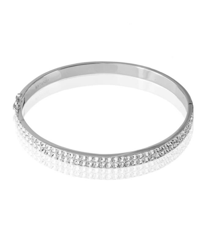 Matashi 18k White Gold Plated Cuff Bangle Bracelet W/ Sparkling Crystal