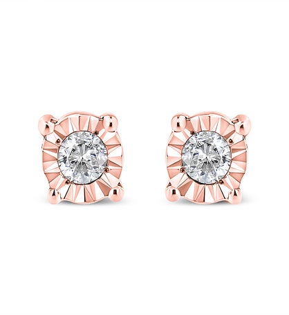 1/10 Carat Diamond Stud Earring In Sterling Silver