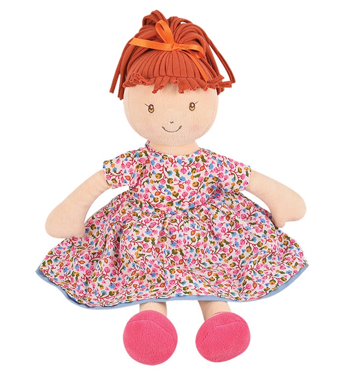 Emmy Lu Orange Hair In Pink Print Dress