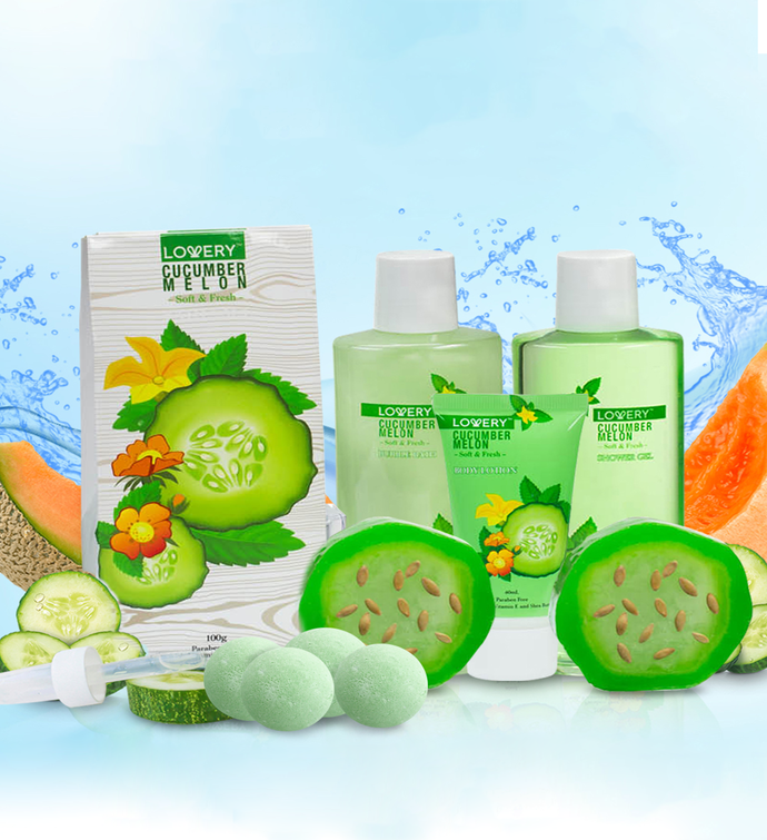 Lovery Home Spa Gift Set   Natural Cucumber & Organic Melon   12 Pc