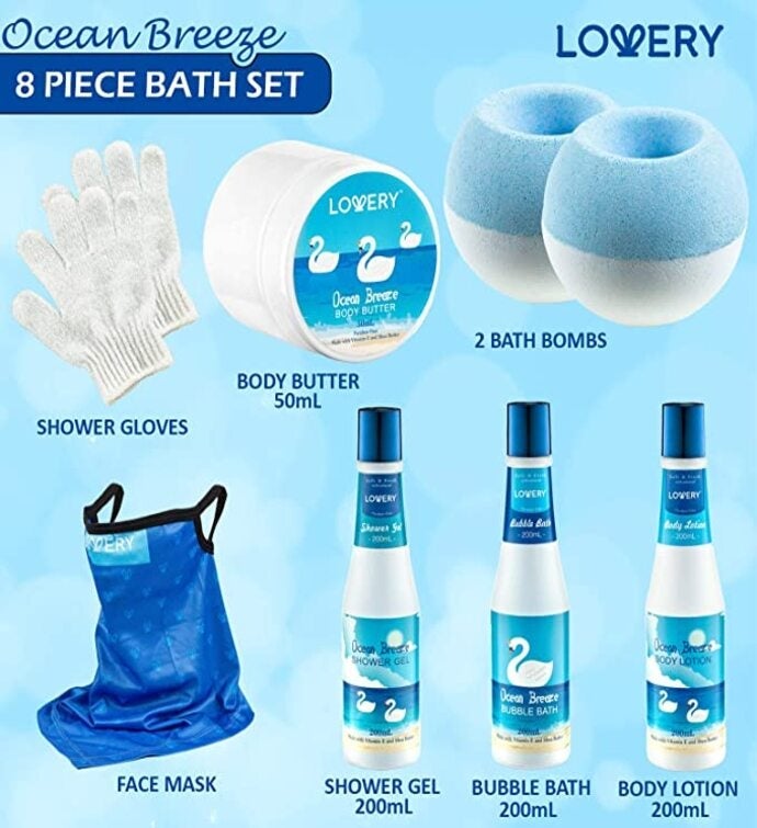 Bath and Body Gift Set in Ocean Bliss, Home Spa Gift   10 pc set